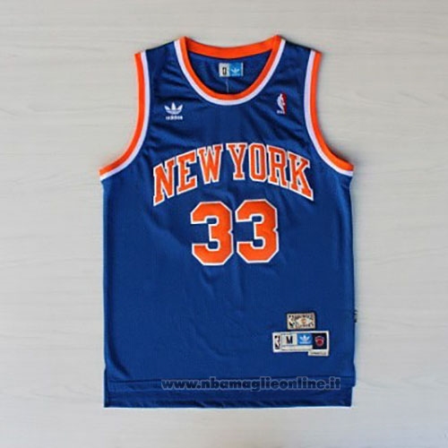 Maglia New York Knicks Patrick Ewing NO 33 Throwback Blu